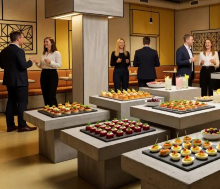 Moderní catering a raut pro firemní večer v restauraci BRNORIVA.