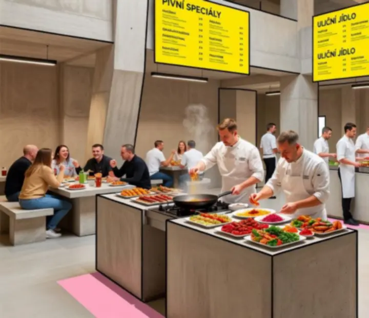 Gastronomický tematický večer s degustačním menu a barevnými talíři.